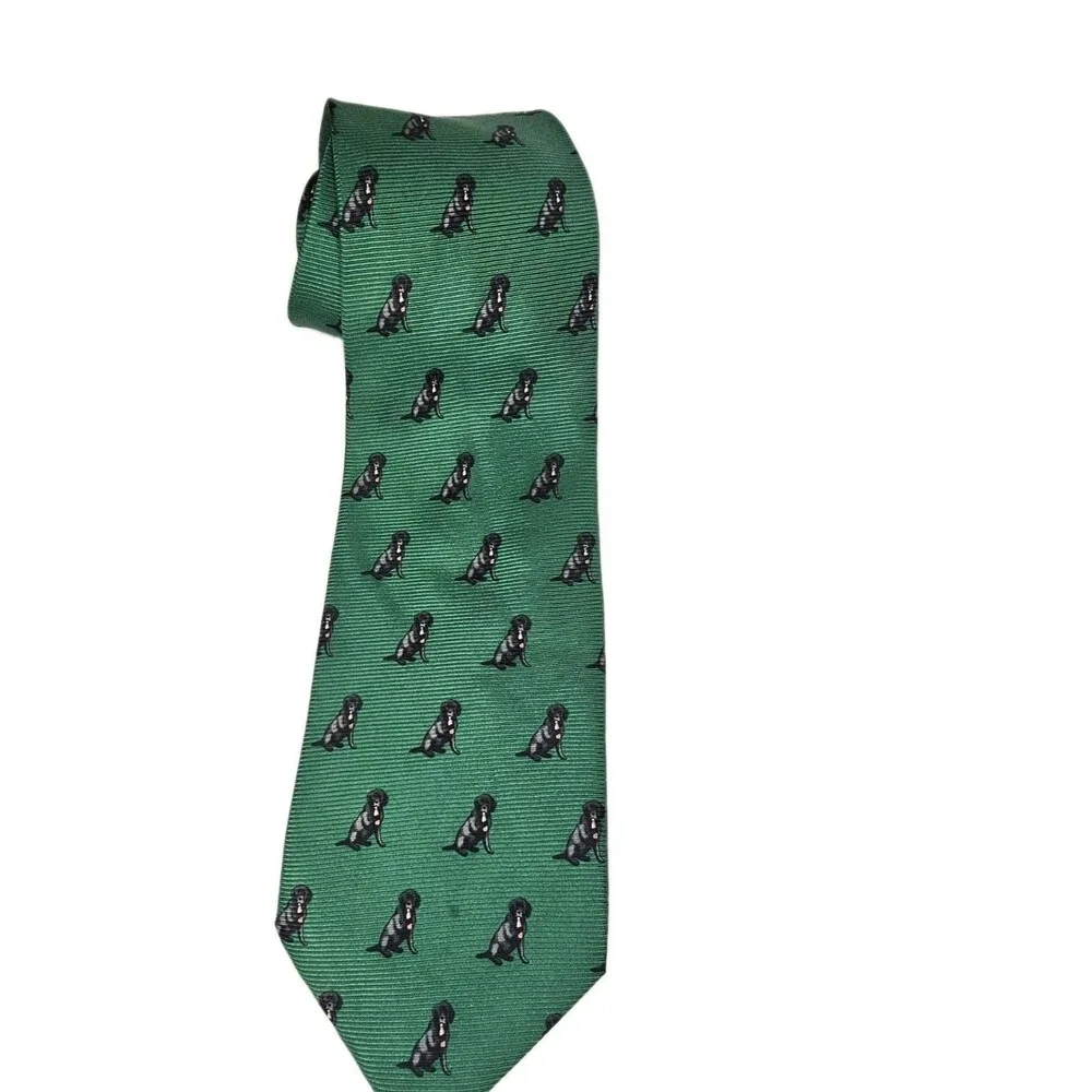 Southern Proper Black Labrador Dog Silk Tie Green Novelty Necktie Atlanta GA